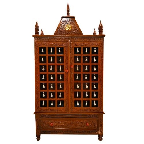 Handmade wooden mandir cabinet with bells 30x15x54 inches in UK