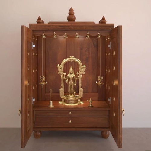 Shyam handmade teak wood pooja mandir with door 28 x 15 x 48 inches in UK