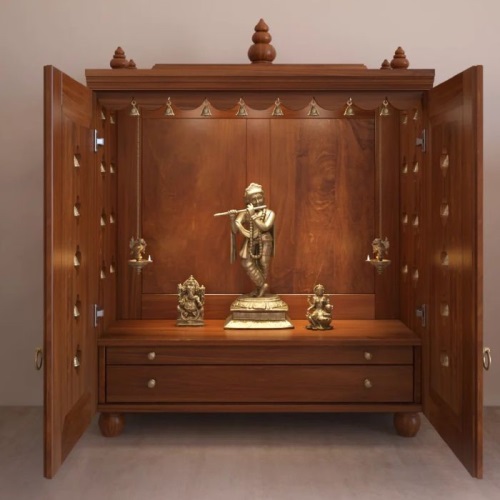 Shyam handmade teak wood pooja mandir with door 36 x 15 x 48 inches in UK